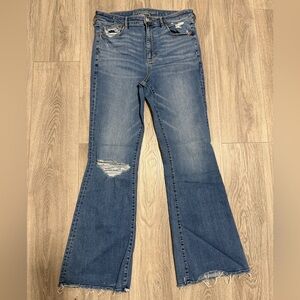 American Eagle Blue Distressed Flare Jeans